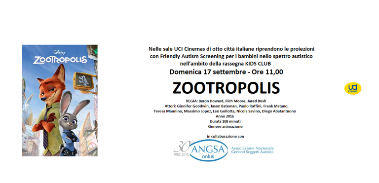 Zootropolis per i bambini nello spettro autistico